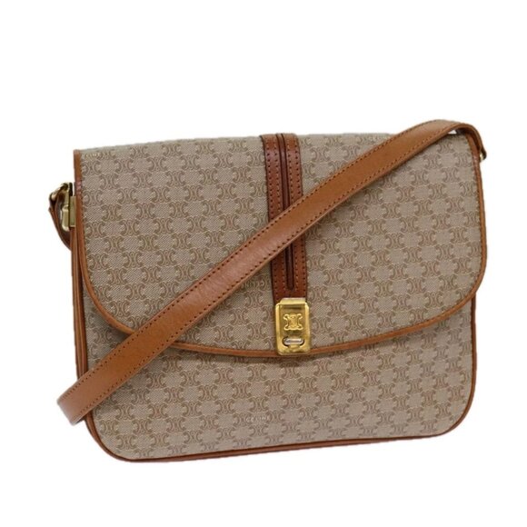 CELINE Macadam Canvas Shoulder Bag Beige Brown Auth 82147 - Picture 1 of 16